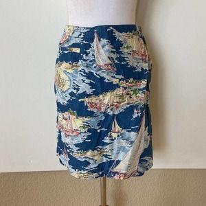 NWT Liz Claiborne Lizwear Women's 10 Cotton Skort Sailboat Print High Waist